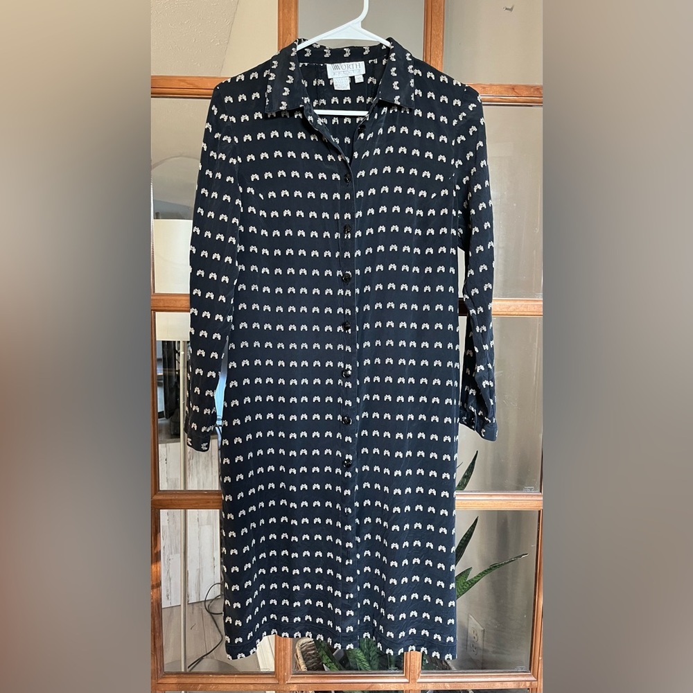 Silk dress with binocular print